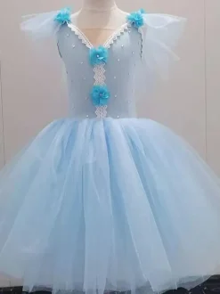 Ballet Dress Pink Girl's Kid's Ballerina Rhinestones Lace Lace Polyester Dress Set Performance Wear