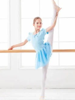 Ballet Dress Pink Women's Kid's Ballerina Bows Pleated Artwork Backless Lycra Spandex Dress Tunic dancing wear