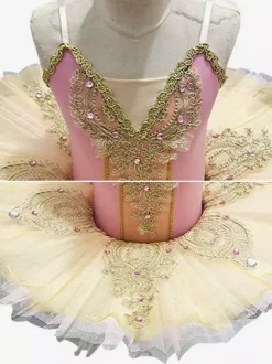 Ballet Dress Pink Women's Kid's Ballerina Ruffles Lace Polyester Dress Dancing Wear
