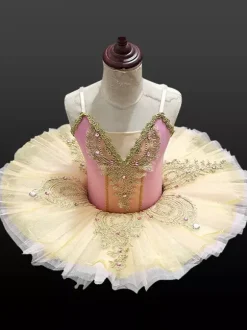 Ballet Dress Pink Women's Kid's Ballerina Ruffles Lace Polyester Dress Dancing Wear