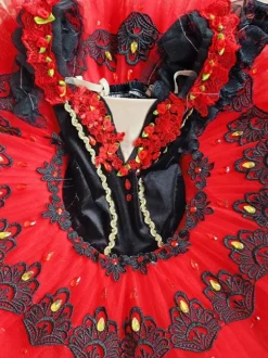 Ballet Dress Red Girl's Adult's Ballerina Rhinestones Flowers Lace Polyester Dress Set Performance Wear