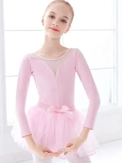 Ballet Dress Red Women's Kid's Dancer Bows Pleated Color Block Pleated Cotton Blend Jumpsuit Set dancing wear