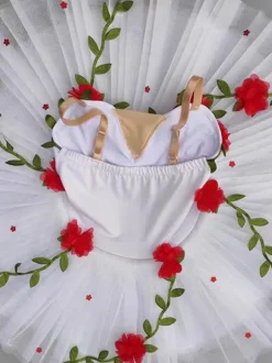 Ballet Dress White Girl's Kid's Ballerina Flowers Polyester Dress Set Performance Wear