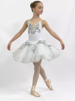 Ballet Dress White Women's Adult's Ballerina Sequins Ruffles Lace Polyester Dress Dancing Wear