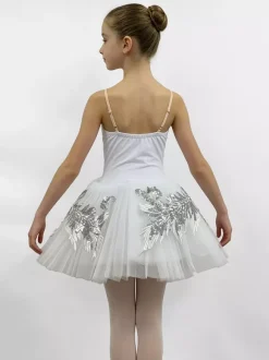 Ballet Dress White Women's Adult's Ballerina Sequins Ruffles Lace Polyester Dress Dancing Wear