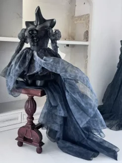 Ballet Sweet Lolita Dress Long Sleeves Bows Black Lolita Dress With Train