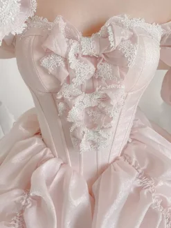 Ballet Sweet Lolita Dress Long Sleeves Bows Black Lolita Dress With Train