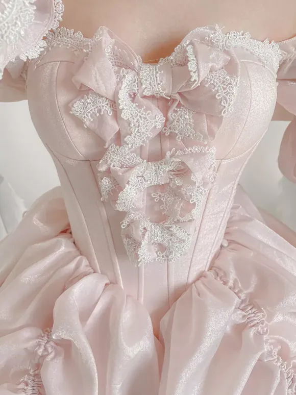 Ballet Sweet Lolita Dress Long Sleeves Bows Black Lolita Dress With Train