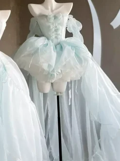 Ballet Sweet Lolita Dress Long Sleeves Bows Black Lolita Dress With Train