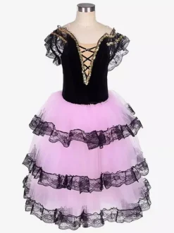 Ballet White Girl's Kid's Ballerina Lace Up Off Shoulder Polyester Dress Performance Wear