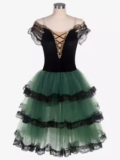 Ballet White Girl's Kid's Ballerina Lace Up Off Shoulder Polyester Dress Performance Wear