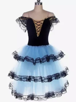 Ballet White Girl's Kid's Ballerina Lace Up Off Shoulder Polyester Dress Performance Wear