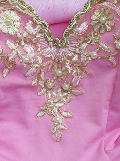 Ballet Dance Costume Pink Tutu Dress Straps Embroidered Ballerina Dresses