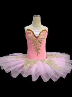 Ballet Dance Costumes Blue Girl's Kid's Ballerina Rhinestones Lace Lace Polyester Dress Set Performance Wear