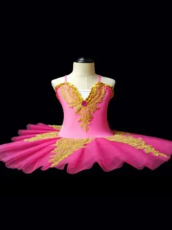 Ballet Dance Costumes Blue Girl's Kid's Ballerina Rhinestones Lace Lace Polyester Dress Set Performance Wear