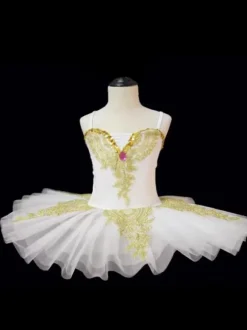 Ballet Dance Costumes Blue Girl's Kid's Ballerina Rhinestones Lace Lace Polyester Dress Set Performance Wear