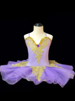 Ballet Dance Costumes Blue Girl's Kid's Ballerina Rhinestones Lace Lace Polyester Dress Set Performance Wear