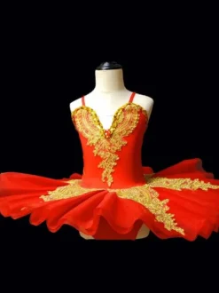 Ballet Dance Costumes Blue Girl's Kid's Ballerina Rhinestones Lace Lace Polyester Dress Set Performance Wear