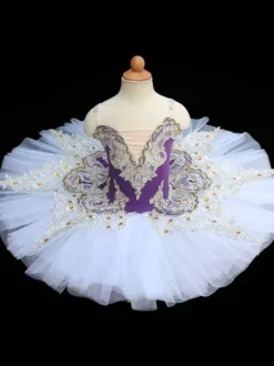 Ballet Dance Costumes Blue Women's Kid's Ballerina Ruffles Lace Polyester Dress Dancing Wear