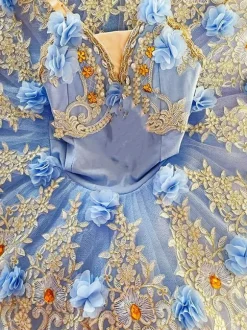 Ballet Dance Costumes Blue Women's Kid's Ballerina Ruffles Lace Polyester Dress Dancing Wear