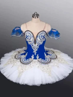 Ballet Dance Costumes Blue Women's Kid's Ballerina Ruffles Lace Polyester Dress Dancing Wear