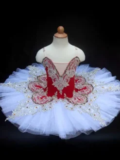 Ballet Dance Costumes Blue Women's Kid's Ballerina Ruffles Lace Polyester Dress Dancing Wear