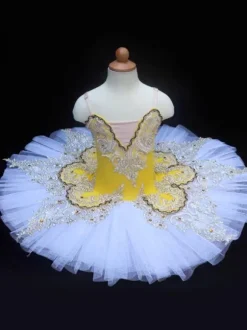 Ballet Dance Costumes Blue Women's Kid's Ballerina Ruffles Lace Polyester Dress Dancing Wear