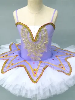 Ballet Dance Costumes Burgundy Girl's Kid's Ballerina Lace Sequins Lace Polyester Dress Set Performance Wear