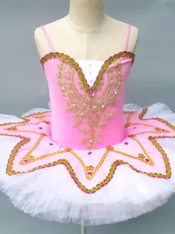 Ballet Dance Costumes Burgundy Girl's Kid's Ballerina Lace Sequins Lace Polyester Dress Set Performance Wear