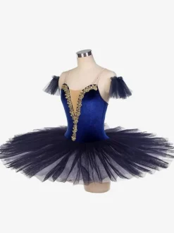 Ballet Dance Costumes Deep Blue Girl's Adult's Ballerina Ruffles Lace Polyester Dress Performance Wear