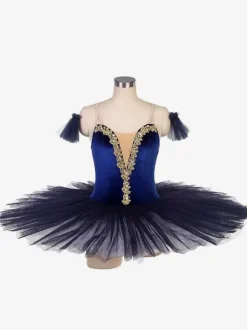 Ballet Dance Costumes Deep Blue Girl's Adult's Ballerina Ruffles Lace Polyester Dress Performance Wear