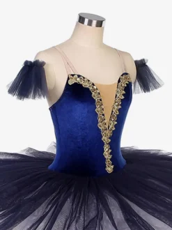 Ballet Dance Costumes Deep Blue Girl's Adult's Ballerina Ruffles Lace Polyester Dress Performance Wear
