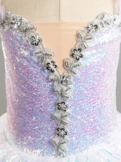 Ballet Dance Costumes Lavender Women's Kid's Ballerina Ruffles Lace Polyester Dress Dancing Wear