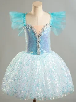 Ballet Dance Costumes Lavender Women's Kid's Ballerina Ruffles Lace Polyester Dress Dancing Wear
