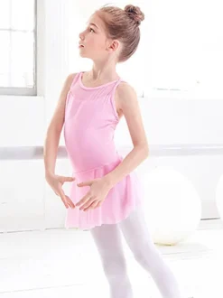 Ballet Dance Costumes Light Sky Blue Women's Kid's Ballerina Pleated Criss-Cross Artwork Backless Lycra Spandex Dress Tunic dancing wear