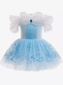 Ballet Dance Costumes Light Sky Blue Ballerina Off Shoulder Polyester Dancing Wear