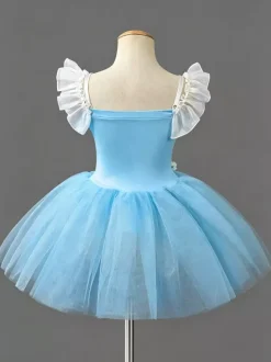 Ballet Dance Costumes Pink Girl's Lace Bandage Ballerina Polyester Dress Performance Wear