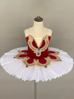 Ballet Dance Costumes Red Girl's Star Applique Ballerina Polyester Dress Dancing Wear