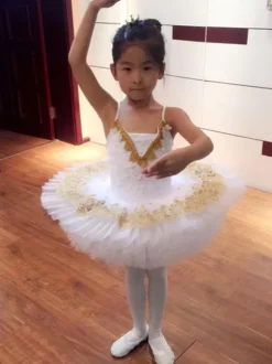 Ballet Dance Dress White Lace Embroidered Tutu Ballerina Dresses