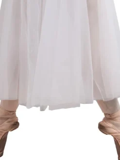 Ballet Dance Skirt Costume Women's White Tulle Sheer Performance Maxi Skirt