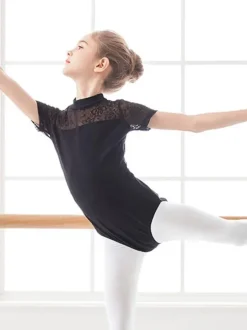 Ballet Dress Black Women's Kid's Ballerina Lace Pleated Artwork Backless Cotton Blend Jumpsuit Jumpsuit performance wear