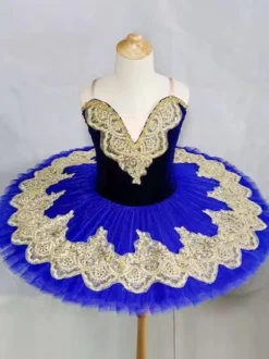 Ballet Dress Blue Girl's Kid's Ballerina Sequins Lace Lace Polyester Dress Set Performance Wear