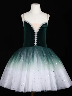 Ballet Dress Deep Blue Girl's Adult's Ballerina Sequins Lace Lace Polyester Dress Set Dancing Wear