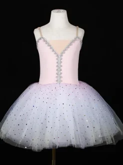 Ballet Dress Deep Blue Girl's Adult's Ballerina Sequins Lace Lace Polyester Dress Set Dancing Wear