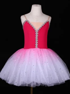 Ballet Dress Deep Blue Girl's Adult's Ballerina Sequins Lace Lace Polyester Dress Set Dancing Wear
