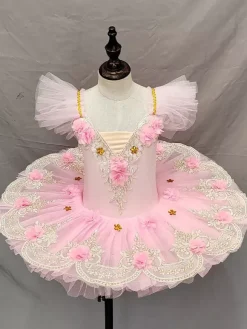 Ballet Dress Light Sky Blue Girl's Kid's Ballerina Polyester Lace Applique Net Dress Performance Wear