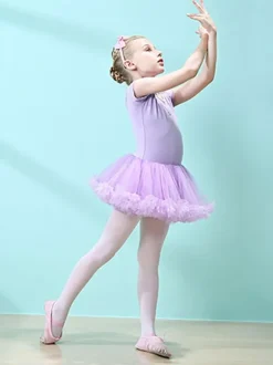 Ballet Dress Pink Women's Kid's Dancer Cut Out Ruffles Artwork Pleated Cotton Blend Dress Tunic performance wear
