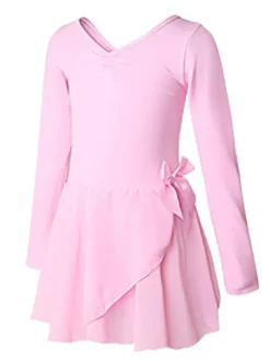 Ballet Dress Pink Women's Kid's Dancer Bows Pleated Artwork Pleated Cotton Blend Dress Tunic performance wear
