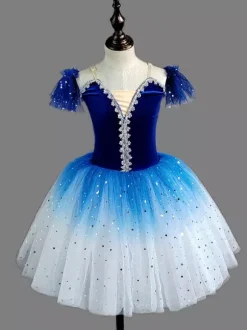 Ballet Dress Red Girl's Ballerina Sequins Polyester Dress Performance Wear