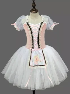 Ballet Dress Red Lace Bandage Girl's Kid's Ballerina Polyester Dress Dancing Wear